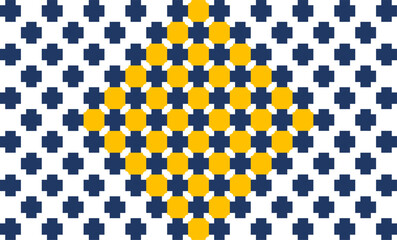 pattern with mosaic, abstract background with yellow squares and blue cross, patchwork pattern, seamless repeat prints pattern design for fabric printing or wall or background or backdrop