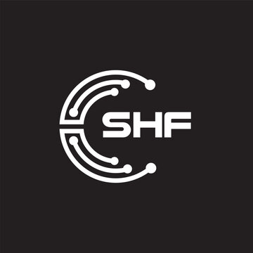 SHF letter technology logo design on black background. SHF creative initials letter IT logo concept. SHF setting shape design.
