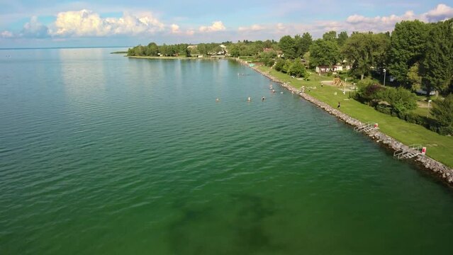 Lake Balaton in Hungary, Zam&aacute;rdi with in summer .