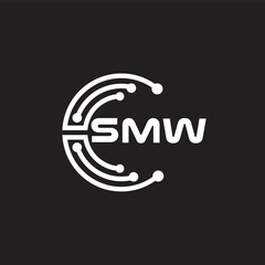 SMW letter technology logo design on black background. SMW creative initials letter IT logo concept. SMW setting shape design.
