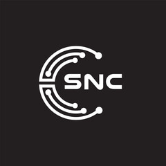SNC letter technology logo design on black background. SNC creative initials letter IT logo concept. SNC setting shape design.
