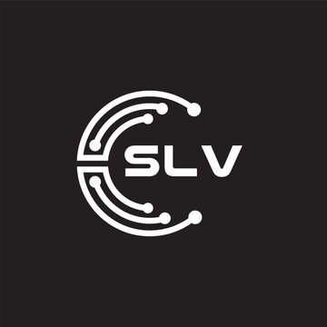 SLV letter technology logo design on black background. SLV creative initials letter IT logo concept. SLV setting shape design.
