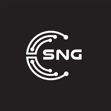 SNG letter technology logo design on black background. SNG creative initials letter IT logo concept. SNG setting shape design.
