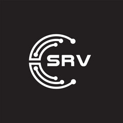 SRV letter technology logo design on black background. SRV creative initials letter IT logo concept. SRV setting shape design.
