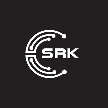 SRK letter technology logo design on black background. SRK creative initials letter IT logo concept. SRK setting shape design.
