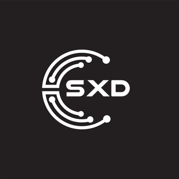SXD letter technology logo design on black background. SXD creative initials letter IT logo concept. SXD setting shape design.
