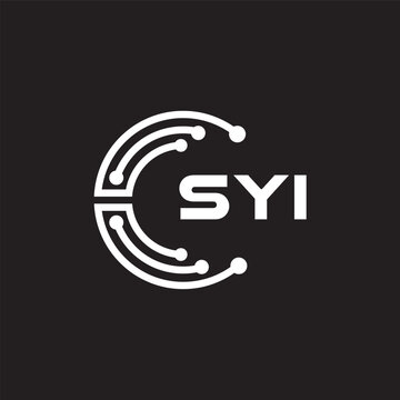 SYI letter technology logo design on black background. SYI creative initials letter IT logo concept. SYI setting shape design.
