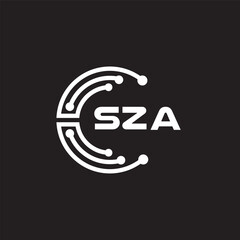 SZA letter technology logo design on black background. SZA creative initials letter IT logo concept. SZA setting shape design.
