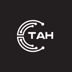 TAH letter technology logo design on black background. TAH creative initials letter IT logo concept. TAH setting shape design.
