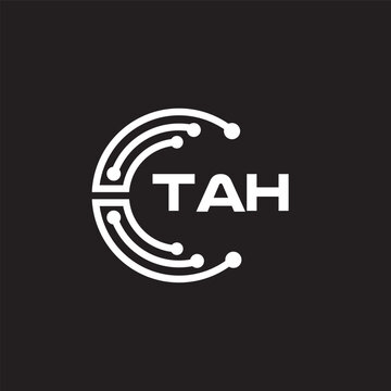 TAH letter technology logo design on black background. TAH creative initials letter IT logo concept. TAH setting shape design.
