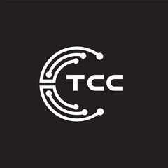 TCC letter technology logo design on black background. TCC creative initials letter IT logo concept. TCC setting shape design.
