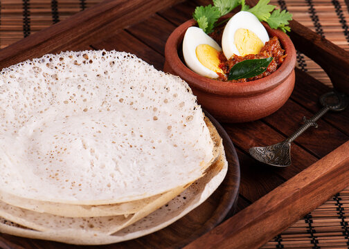 Egg curry with appam famous kerala food