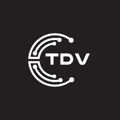 TDV letter technology logo design on black background. TDV creative initials letter IT logo concept. TDV setting shape design.
