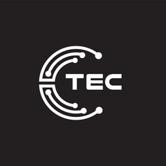 TEC letter technology logo design on black background. TEC creative initials letter IT logo concept. TEC setting shape design.
