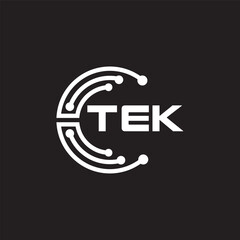 TEK letter technology logo design on black background. TEK creative initials letter IT logo concept. TEK setting shape design.

