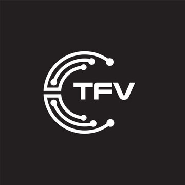 TFV letter technology logo design on black background. TFV creative initials letter IT logo concept. TFV setting shape design.
