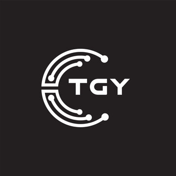 TGY letter technology logo design on black background. TGY creative initials letter IT logo concept. TGY setting shape design.
