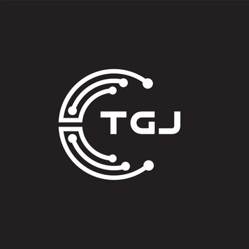 TGJ letter technology logo design on black background. TGJ creative initials letter IT logo concept. TGJ setting shape design.
