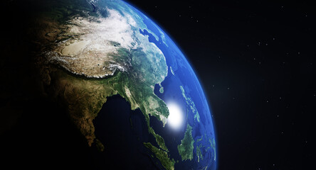 earth from space, asia china, created with nasa textures. 3D illustration