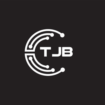TJB letter technology logo design on black background. TJB creative initials letter IT logo concept. TJB setting shape design.

