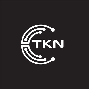 TKN letter technology logo design on black background. TKN creative initials letter IT logo concept. TKN setting shape design.
