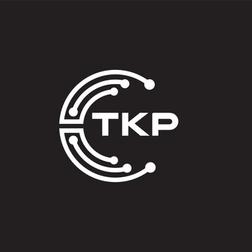 TKP letter technology logo design on black background. TKP creative initials letter IT logo concept. TKP setting shape design.
