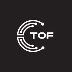 TOF letter technology logo design on black background. TOF creative initials letter IT logo concept. TOF setting shape design.