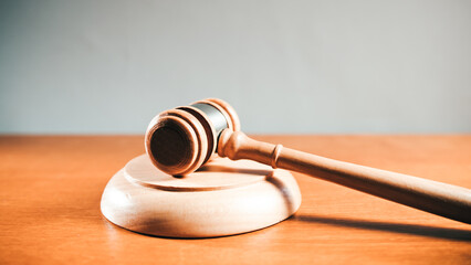 Courtroom Wooden Gavel on the table