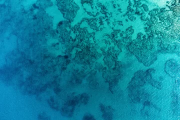 Papier Peint photo Vert bleu Aerial view of a sea bottom with abstract natural patterns. Summer holyday wallpaper