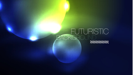 Circles with bright neon shiny light effects, abstract background wallpaper design