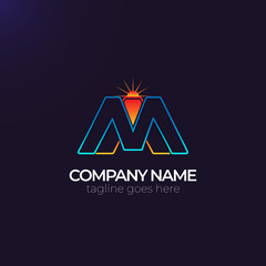 lettering a and m gradeint with sun at the back.typhography logo