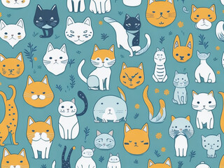 Obraz na płótnie Canvas Against the backdrop of a soft green hue, the collection of cute cat vectors exudes a delightful charm, capturing the essence of playfulness and innocence.