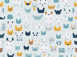 Against the vibrant backdrop of a bright blue background, a delightful assortment of cute animal vectors showcasing their irresistible charm and whimsical personalities.