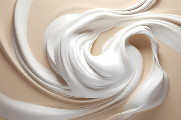 Luxury skincare captured as a swirling cosmetic milk liquid, epitomizing smoothness and purity, excellent for a beauty and wellness-focused project, generative ai