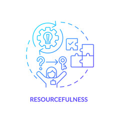 Resourcefulness blue gradient concept icon. Limited resources. Creative thinking. Find solution. Problem solving. Self employment abstract idea thin line illustration. Isolated outline drawing