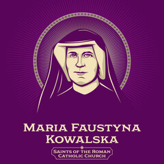 Catholic Saints. Maria Faustyna Kowalska (1905-1938) also known as Maria Faustyna Kowalska of the Blessed Sacrament, was a Polish Catholic religious sister and mystic. - obrazy, fototapety, plakaty