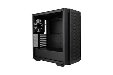 PC system unit on a white background. Box Personal computer close up. Computer system block closeup isolated on white background.