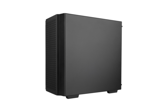 PC system unit on a white background. Box Personal computer close up. Computer system block closeup isolated on white background.