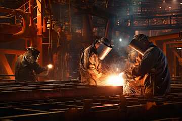 welding worker in work, ship construction, ai generative