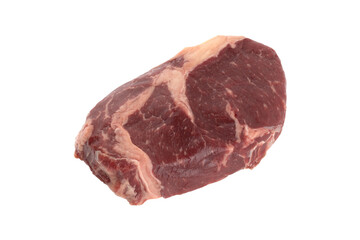 Raw beef steak on a white background. Beef steak closeup isolated on white background.
