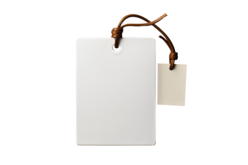 White price tag isolated on transparent background. Generative Ai