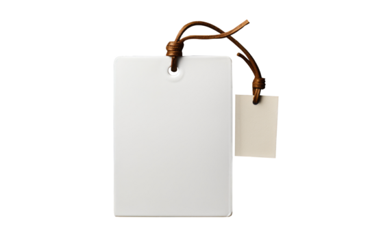 White price tag isolated on transparent background. Generative Ai