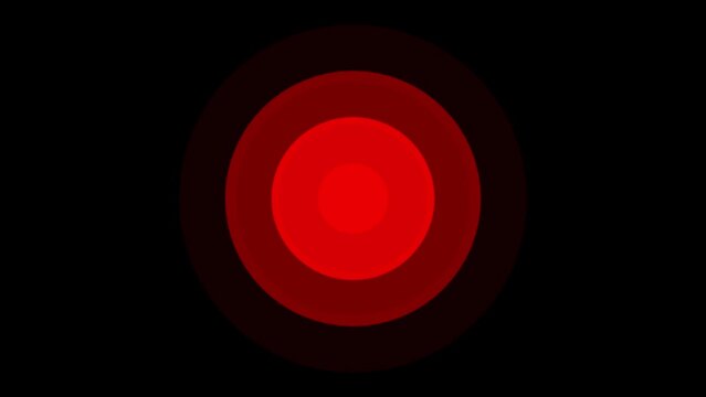 Pulsating concentric red circles. Modern luminous preloader. Abstract pulsating rings motion background. Colorful circular silhouettes, abstract high tech background. 60 fps 3D animation