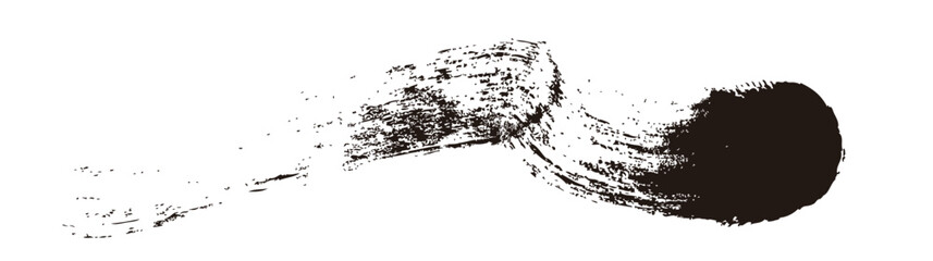 筆の質感　墨　インク　筆模様　波模様筆の筆跡素材。ブラシストローク