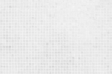 Fotobehang White tile checkered background bathroom floor texture. Ceramic wall and floor tiles mosaic background in bathroom. © Phokin