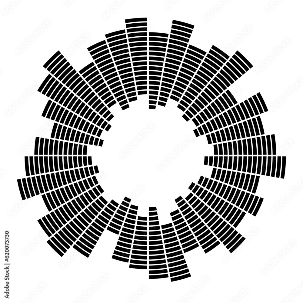 Wall mural radial burst lines. design segmented element. abstract geometric shape. black and white colors sunbu