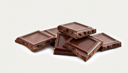 chocolate pieces isolated on white . world chocolate day