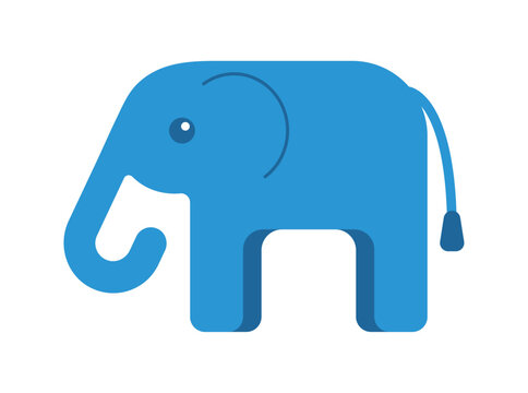 Cute blue elephant. Isolated vector and PNG illustration on transparent background.