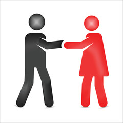 two people shaking hands romantic couple valentine day celebration 3d vector couple icon