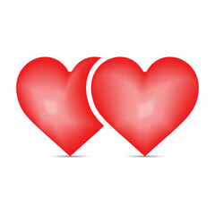 two hearts isolated romantic couple valentine day celebration 3d vector couple icon